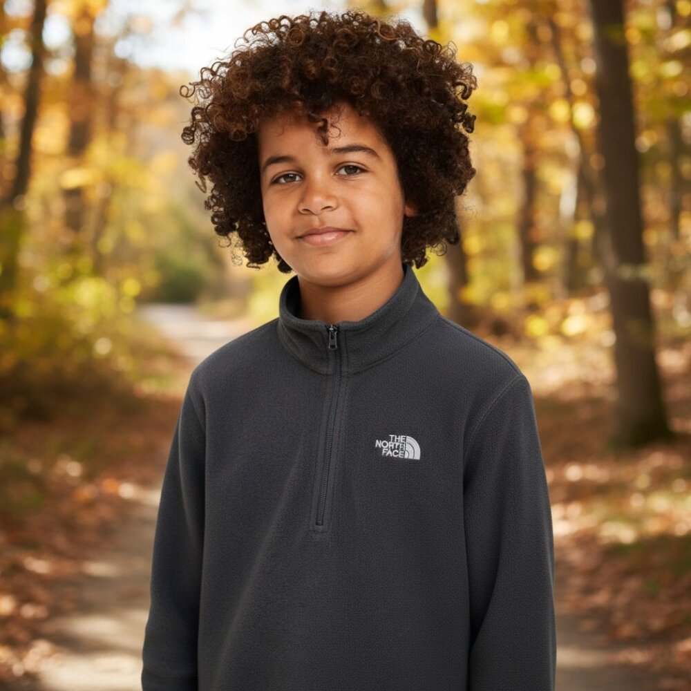 THE NORTH FACE Black Fleece 3/4 Zip Pullover Boys S 7 8 Sweater Top Girls Kids - Picture 1 of 11